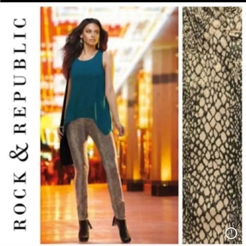 Rock & Republic Berlin Snake Print Jeans sz 12